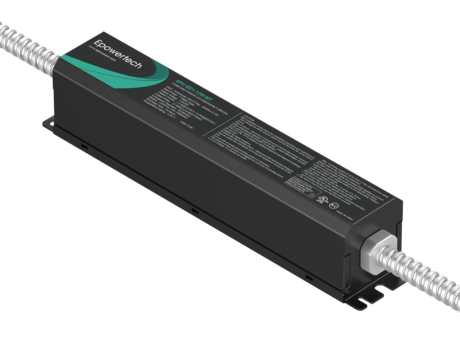EPU ED1 Emergency LED Driver Listed for field installation UL924 and CSA C22.2 NO.141